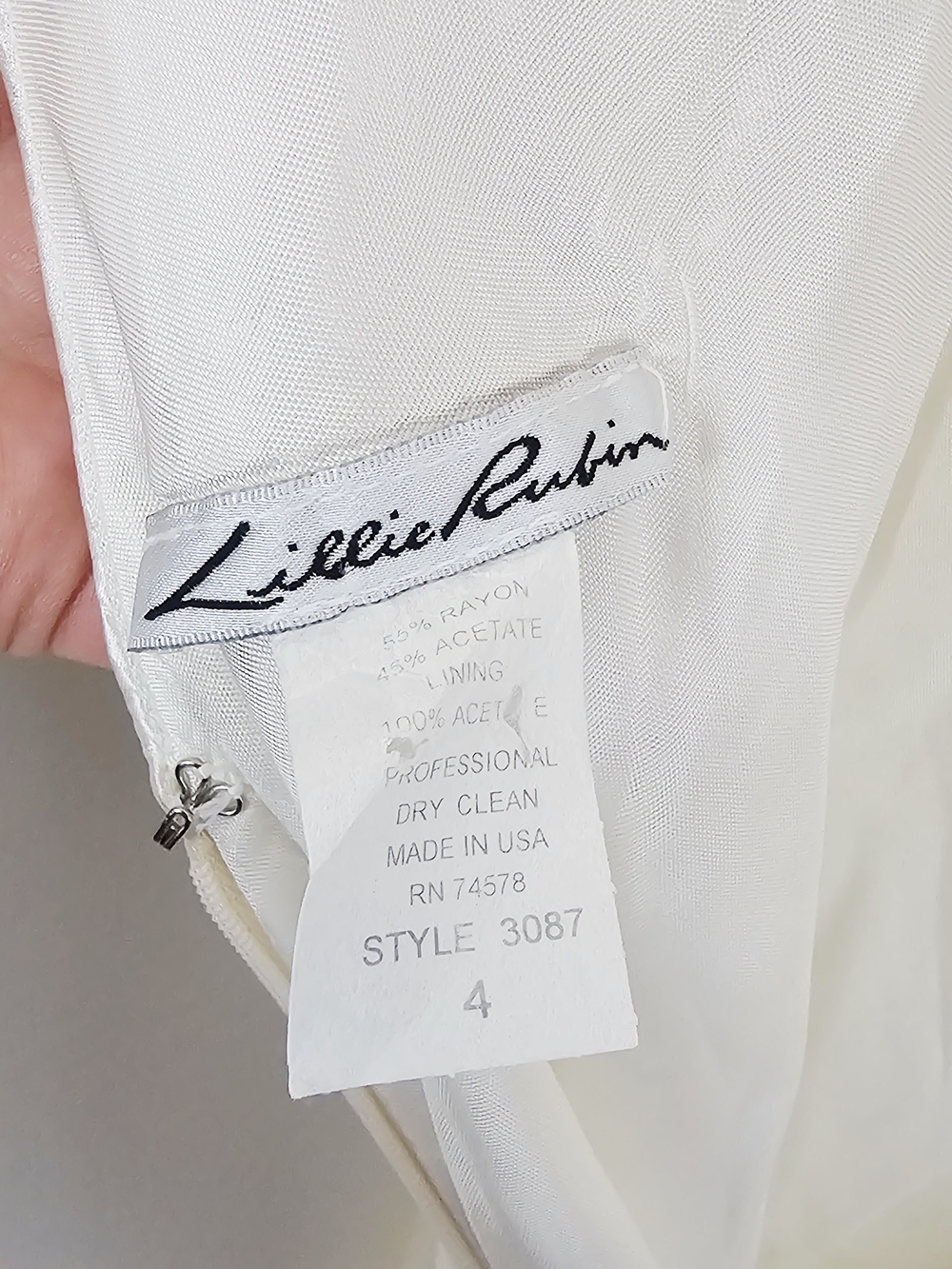 Vintage Lillie Rubin Silky Ivory White Slip Dress - Picture 6 of 6